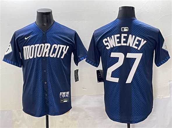 Mens Detroit Tigers #27 Trey Sweeney 2024 Navy City Connect Cool Base Limited Stitched Jersey